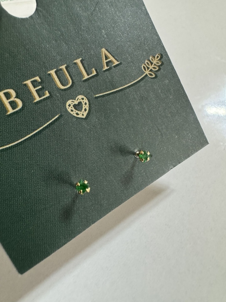 Topos oro 18K mini esmeralda cierre rosca