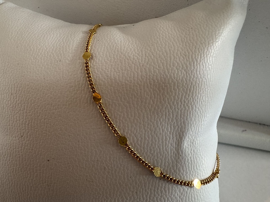 Pulsera oro americano 18k tejido y circulos