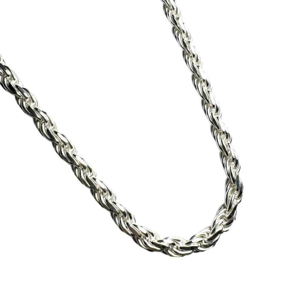 Cadena Plata Tejido Cuerda 60cm x 3mm