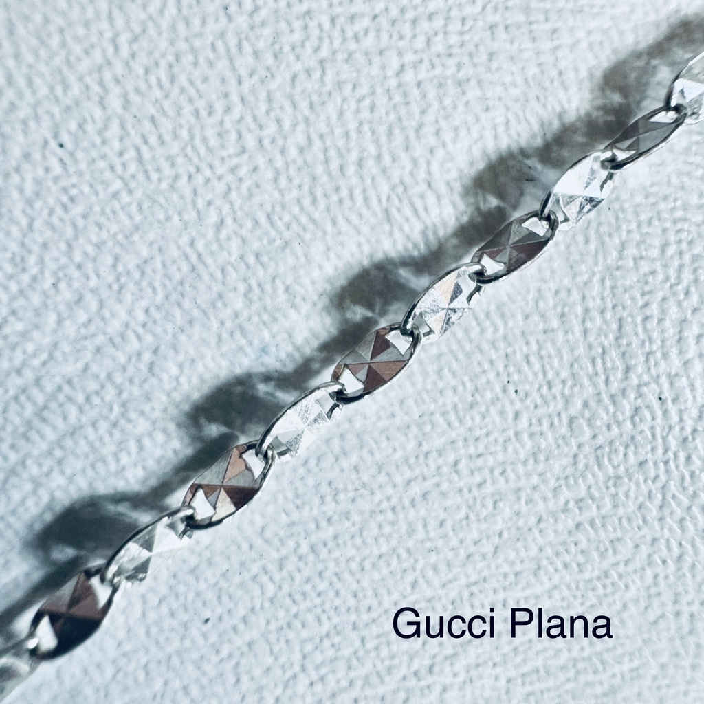 Cadena plata tejido gucci Plana 60cm x 4mm