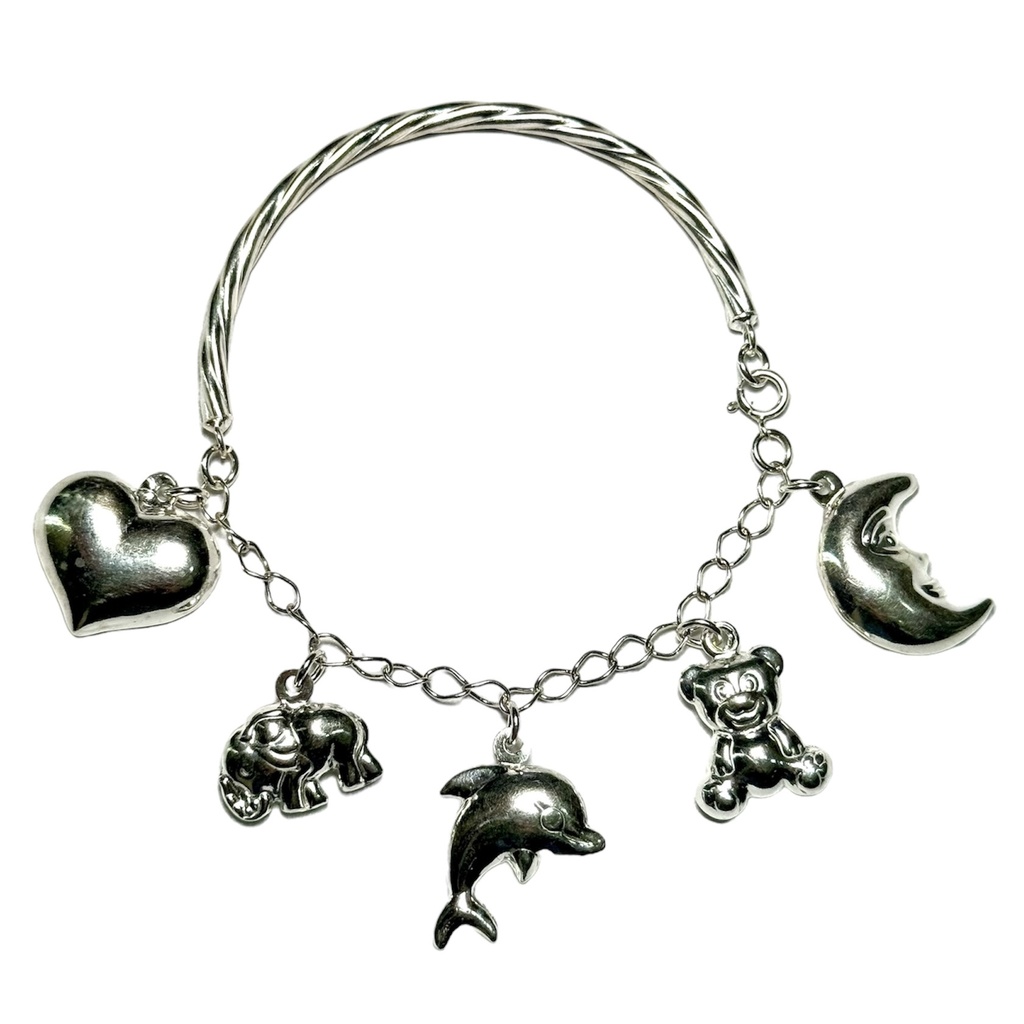 Pulsera en plata mixta con figuras