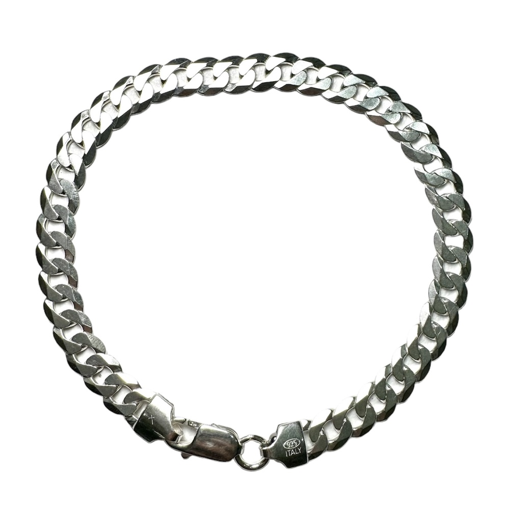 Pulsera plata tejido cubano 21 cm x 7mm