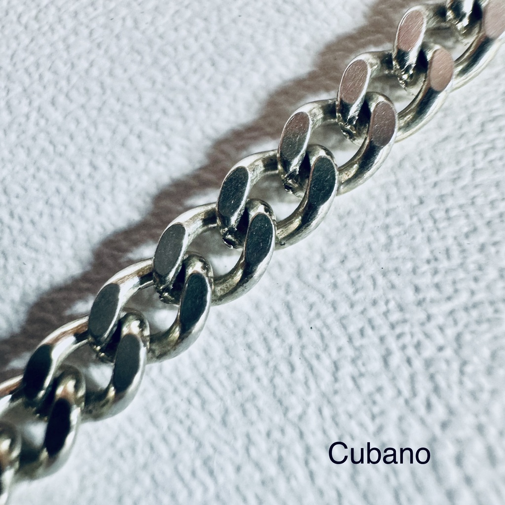 Cadena plata tejido cubano 50cm x 3mm