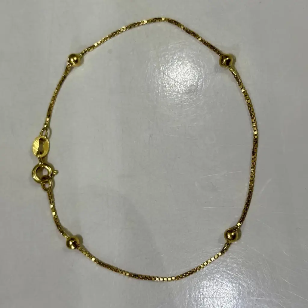 Pulsera en Oro 18K tejido veneciano con esferas 18,5cmx3mm