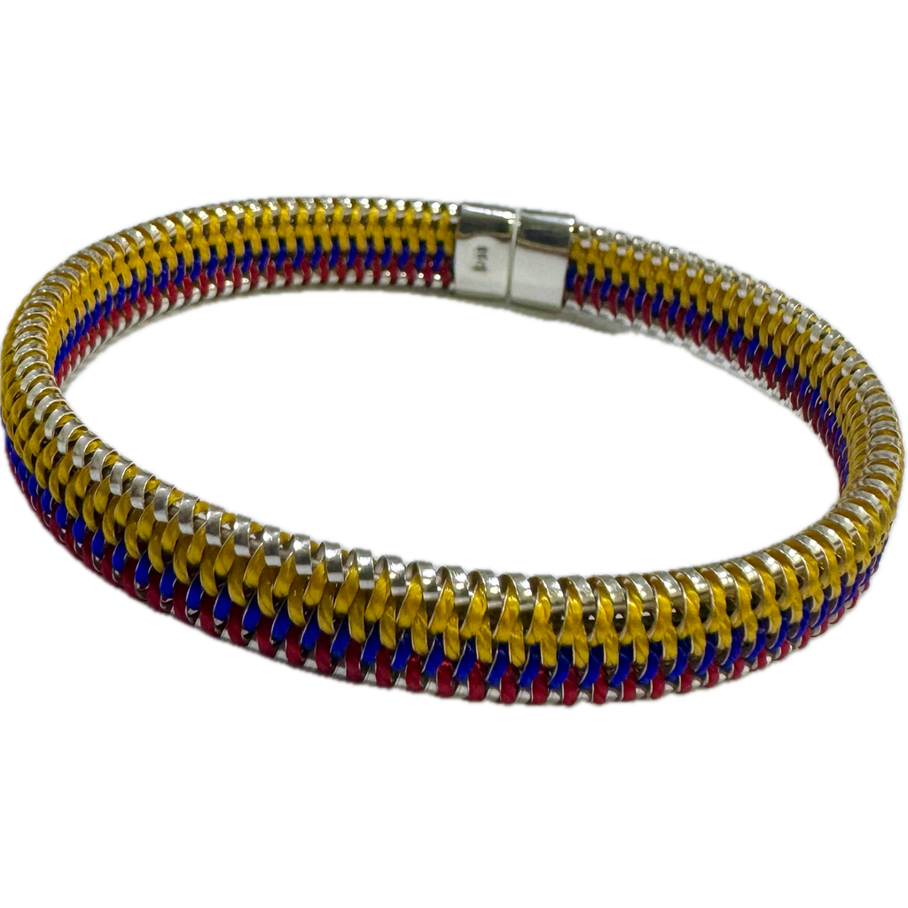 Brazalete Colombia Plata + Hilo (grande)