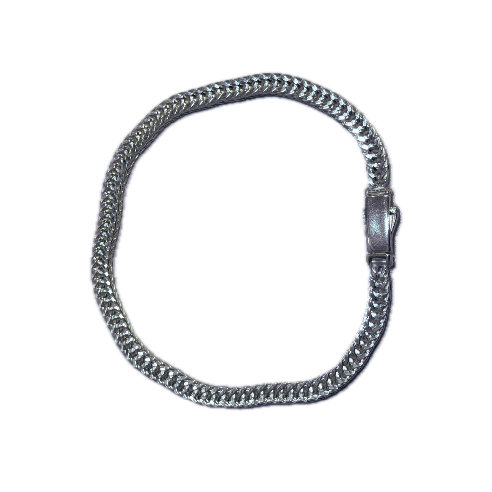 Pulsera en plata tejido espina de pez sistema broche