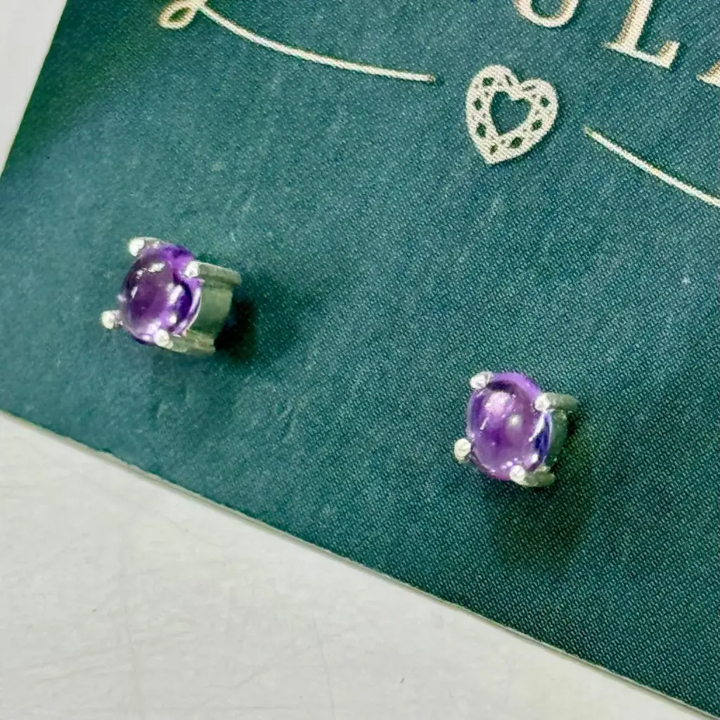 Topos en plata amatistas corte cabujón 4mm
