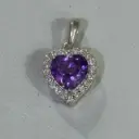 Dije en Plata amatista corazón con circones