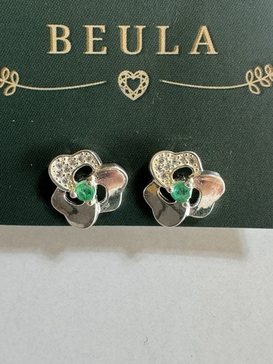 [A0012 AR] Aretes Pequeños diseños Surtidos en plata con esmeralda 