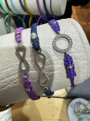 [A0021 PL] Manilla tejida plata colores surtidos