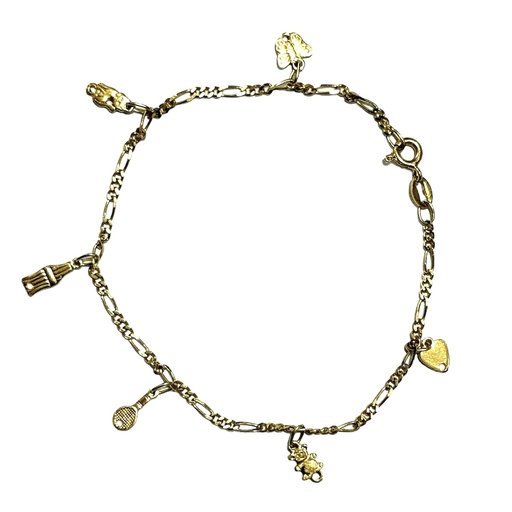 [A0048 PL] Pulsera oro 18K tejido cartier dijes pop