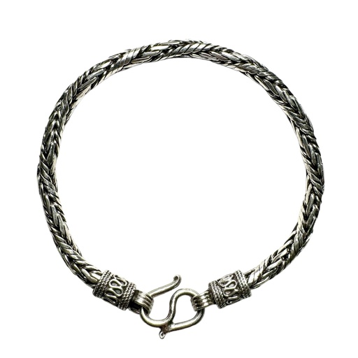 [A0067 PL] Pulsera Hombre broche S Plata envejecida