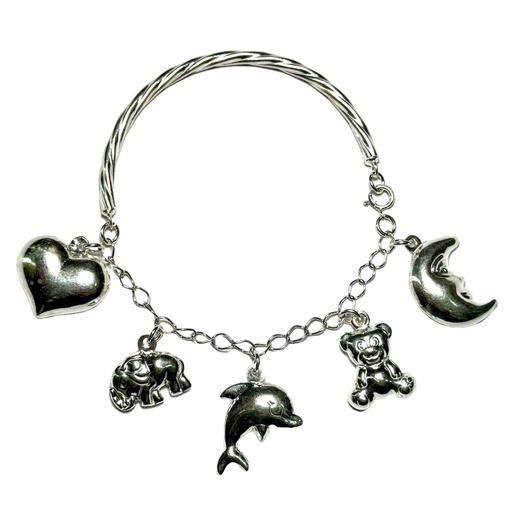 [A0070 PL] Pulsera en plata mixta con figuras