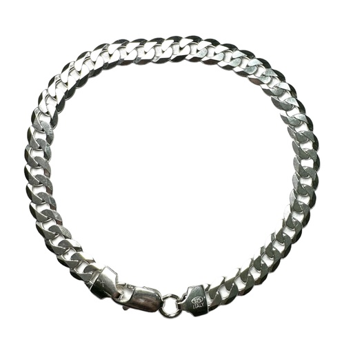 [A0078 PL] Pulsera plata tejido cubano 21 cm x 7mm