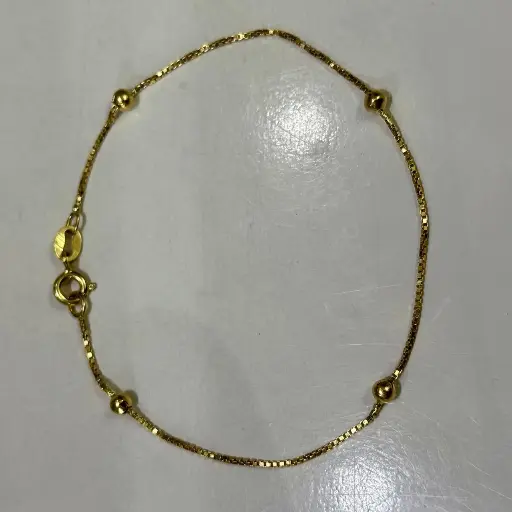 [A0080 PL] Pulsera en Oro 18K tejido veneciano con esferas 18,5cmx3mm