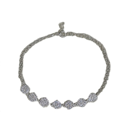 [A0030 PL] Pulsera en plata hexágonos circones