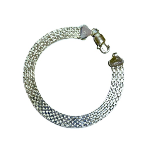 [A0034 PL] Pulsera en plata tejido chinesco 20cm x 8mm