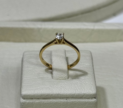 [A0085 AN] Anillo solitario oro amarillo  18K circón T.7