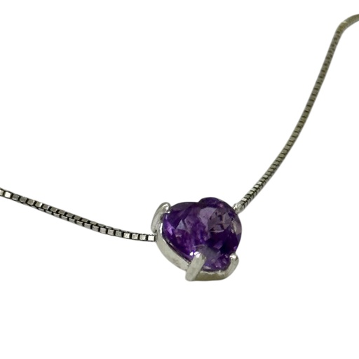 [A0182 DJ] Dije en plata amatista corazón 