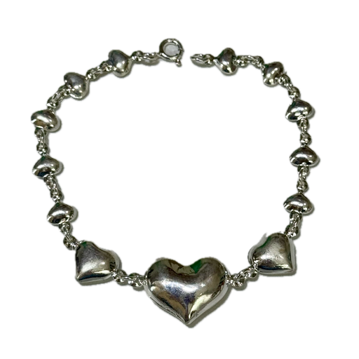 [A0086 PL] Pulsera en plata corazones gorditos
