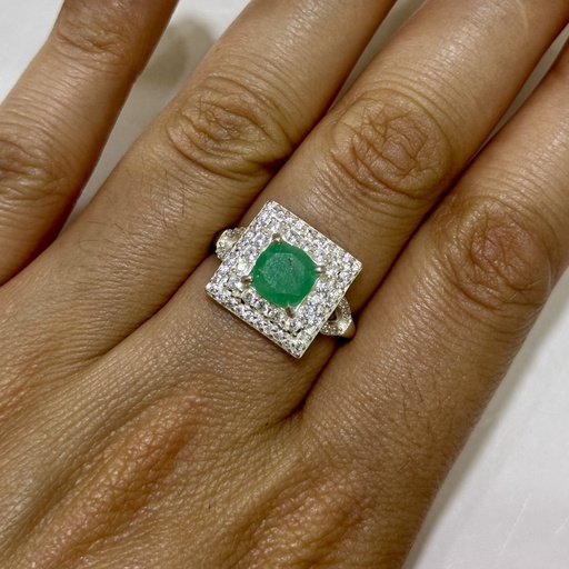 [A0093 AN] Anillo plata esmeralda X grande surtido T.6.5