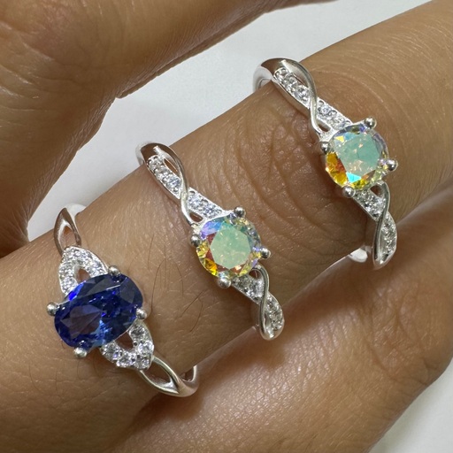 [A0097 AN] Anillo en plata con Circón surtido T.9