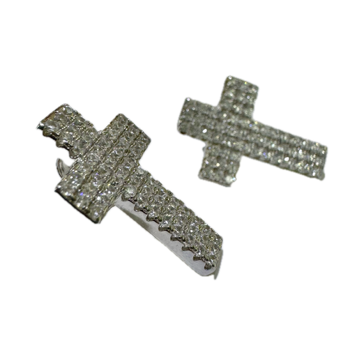 [A0149 AR] Aretes en plata cruz grande con circones