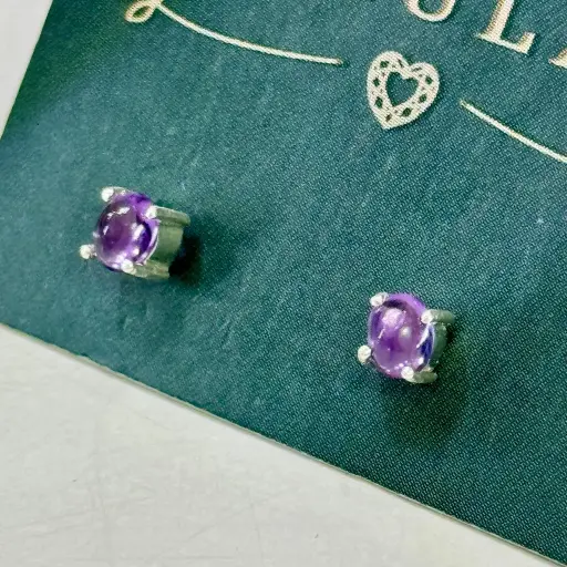 [A0163 AR] Topos en plata amatistas corte cabujón 4mm